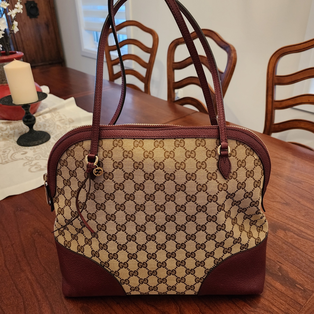 Gucci Burgundy and Beige Women's Bag
